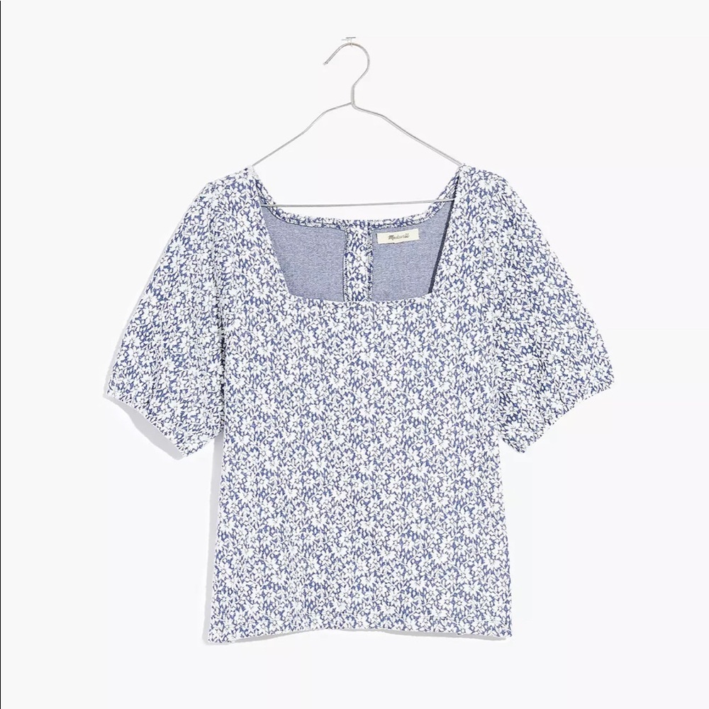 Madewell Floral Jacquard Button-Back Top - NWT